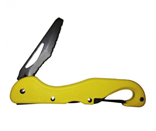 Нож специальный Akvilon BC RESCUE складной с жёлтой рукояткой, для дайвинга